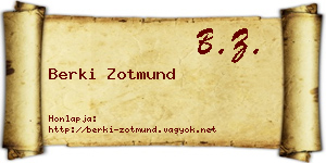 Berki Zotmund névjegykártya